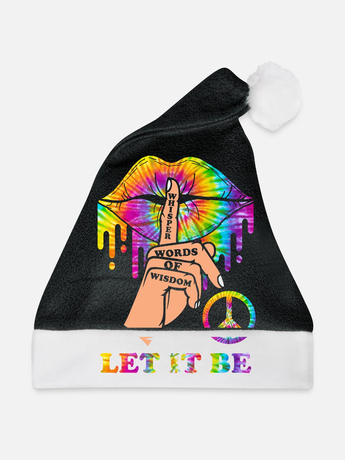 Hippie 70s Peace - Weihnachtsmütze - Schwarz/Weiß - Vorne