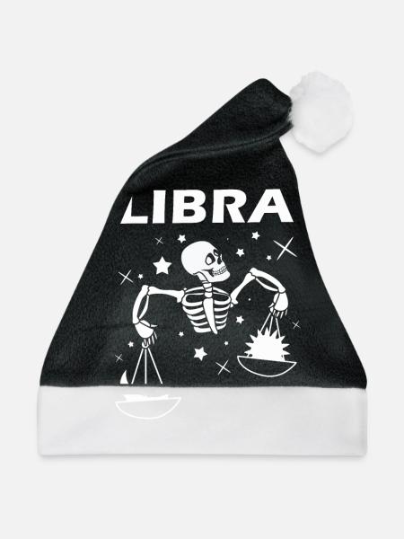 Libra Sternzeichen Waage Zodiac - Weihnachtsmütze - Schwarz/Weiß - Vorne