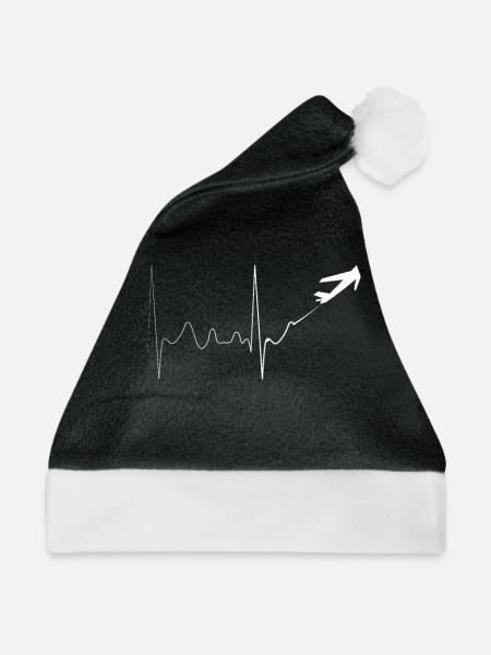 Herzschlag-Flugzeug - Weihnachtsmütze - Schwarz/Weiß