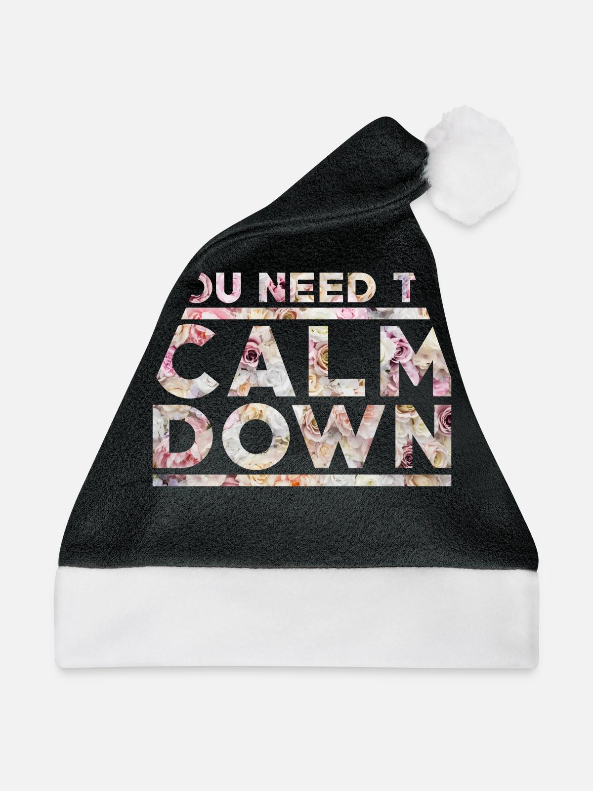 Calm Down - Weihnachtsmütze - Schwarz/Weiß - Vorne