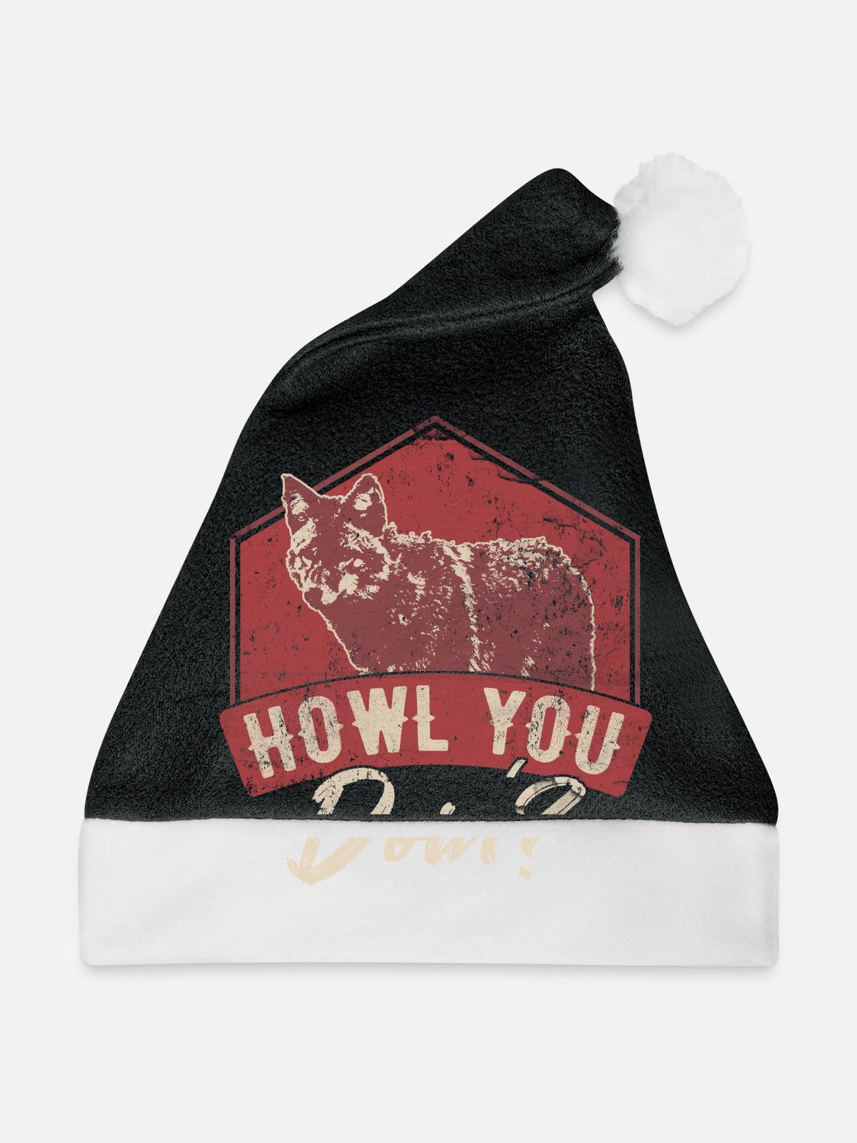 Wolf Wölfe - Weihnachtsmütze - Schwarz/Weiß - Vorne