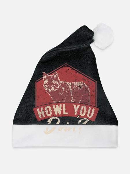 Wolf Wölfe - Weihnachtsmütze - Schwarz/Weiß - Vorne