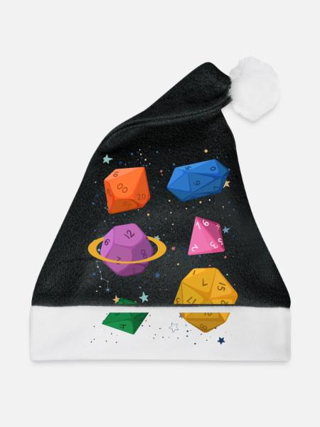 Gamer RPG Würfel Galaxy Geschenk - Weihnachtsmütze - Schwarz/Weiß