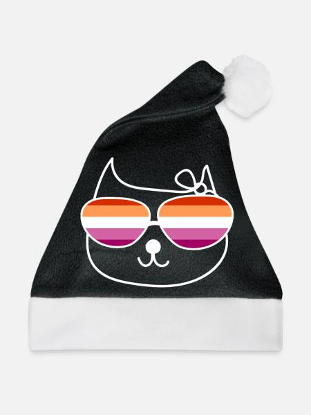 Homo Katze Kätzchen Lesbisch lesbische Katze - Weihnachtsmütze - Schwarz/Weiß - Vorne
