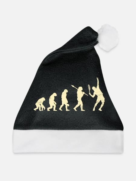 Tennis Affe Mensch Evolution Aufschlag Tennisspiel - Weihnachtsmütze - Schwarz/Weiß - Vorne