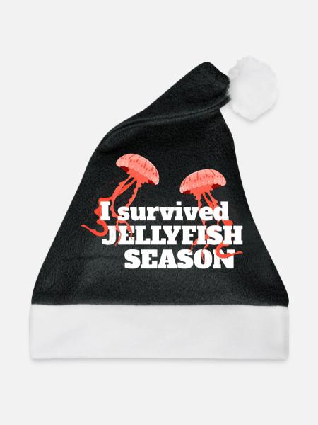 Qualle I Survived Jellyfish Season Quallen Ozean - Weihnachtsmütze - Schwarz/Weiß - Vorne