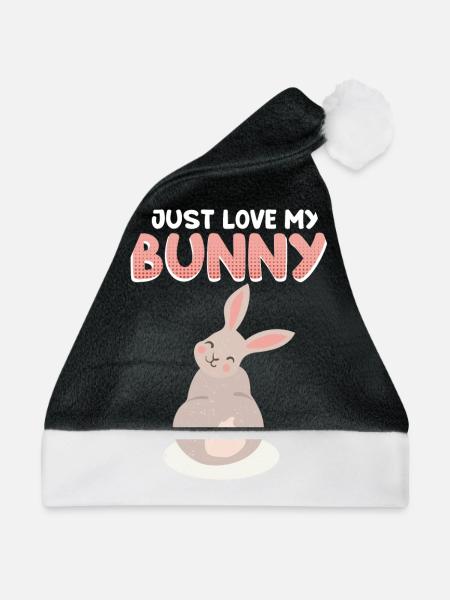 Kaninchen Hasen Haustier Nagetier Spruch - Weihnachtsmütze - Schwarz/Weiß - Vorne