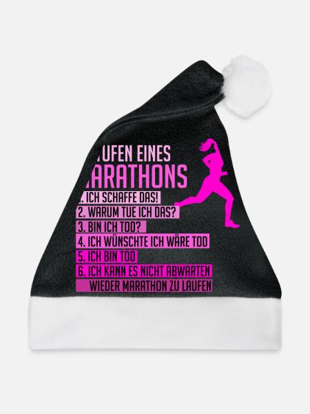 Lustiger Marathon Spruch Läuferin Frauen Geschenk - Weihnachtsmütze - Schwarz/Weiß - Vorne