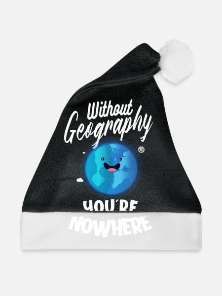 Geographie Geowissenschaft Geographielehrer - Weihnachtsmütze - Schwarz/Weiß - Vorne