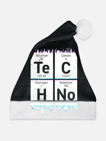 Techno Musik Chemie Elemente Periodensystem - Weihnachtsmütze - Schwarz/Weiß