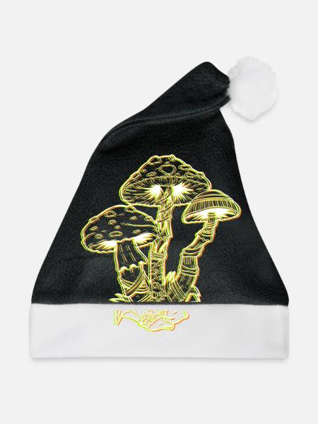 LSD Party Drogen Pilze Acid - Weihnachtsmütze - Schwarz/Weiß - Vorne