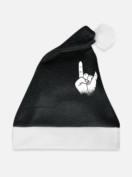 Heavy Metal Zeichen Symbol Rockmusik Rocker - Weihnachtsmütze - Schwarz/Weiß - Vorne
