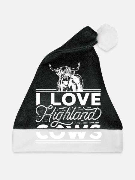 Ich Liebe Hochlandrinder Hochlandrind Hochland - Weihnachtsmütze - Schwarz/Weiß - Vorne