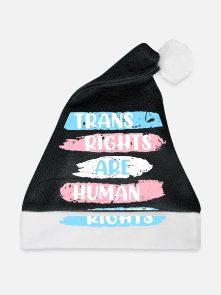 Transgender Spruch Trans Rights are Human Rights - Weihnachtsmütze - Schwarz/Weiß - Vorne
