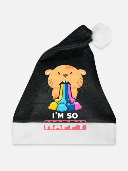 Hamster Im so Happy - Weihnachtsmütze - Schwarz/Weiß