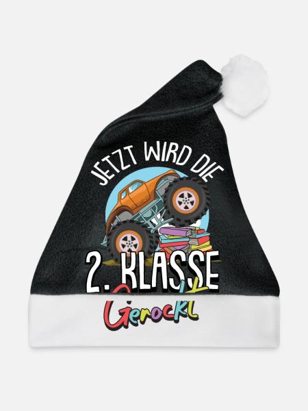 2. Klasse Junge Monster Truck Auto Geschenk - Weihnachtsmütze - Schwarz/Weiß