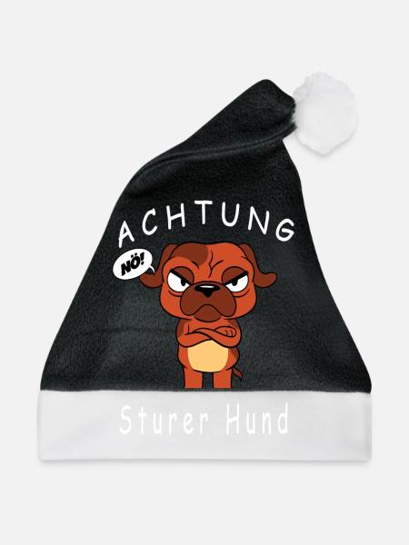 Sturer Hund Dickkopf Sturer Bock - Weihnachtsmütze - Schwarz/Weiß - Vorne