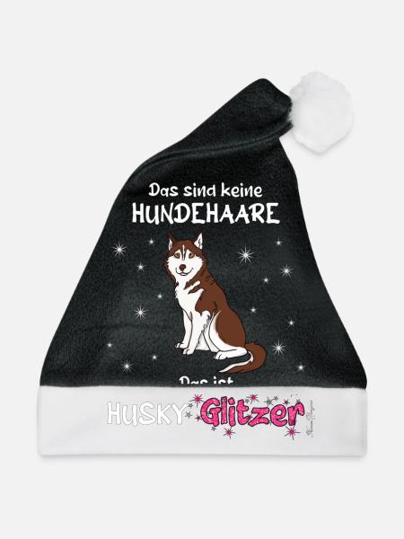 Keine Hundehaare das ist Husky Glitzer - Weihnachtsmütze - Schwarz/Weiß - Vorne
