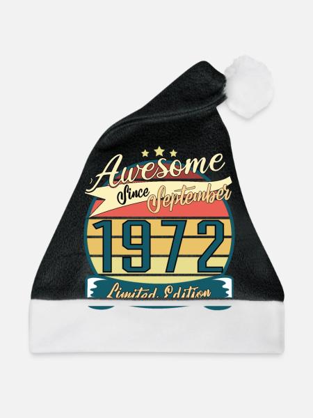 September 1972 Vintage Geschenkidee - Weihnachtsmütze - Schwarz/Weiß - Vorne