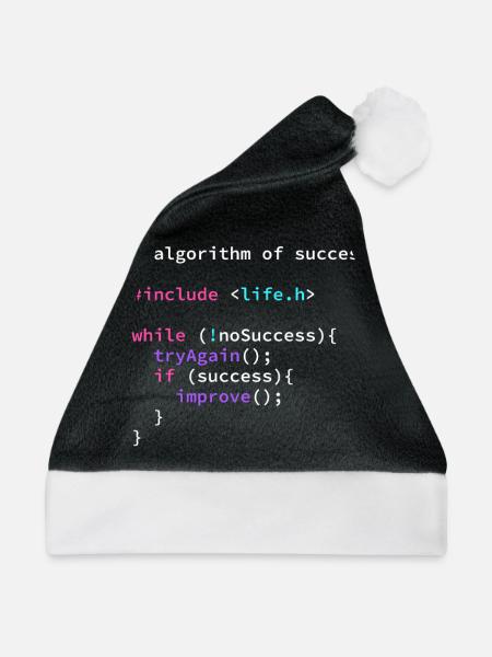 Algorithmus Erfolg Programmierer Programmcode - Weihnachtsmütze - Schwarz/Weiß - Vorne
