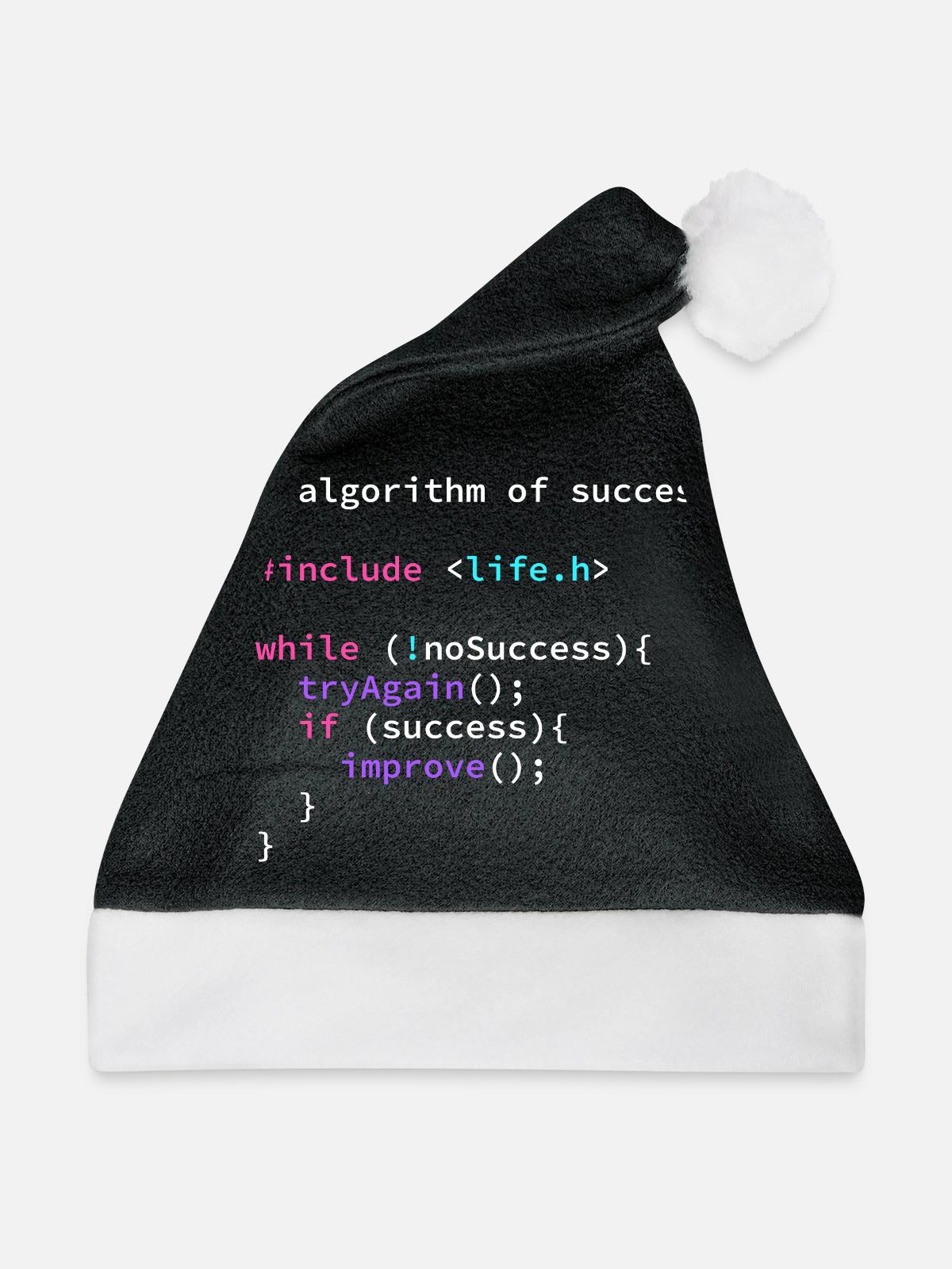 Algorithmus Erfolg Programmierer Programmcode - Weihnachtsmütze - Schwarz/Weiß - Vorne