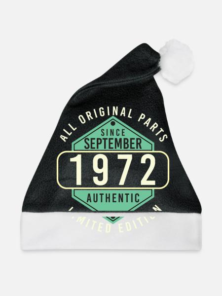 Vintage September 1972 Geschenkidee - Weihnachtsmütze - Schwarz/Weiß - Vorne