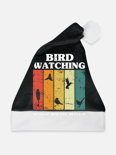 Vögel Beobachten Fernglas Vogel Abbildung - Weihnachtsmütze - Schwarz/Weiß - Vorne