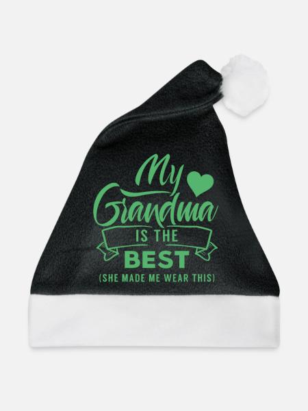 Meine Oma ist die Beste Großmama Großmutter Omi - Weihnachtsmütze - Schwarz/Weiß - Vorne