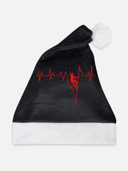 Kletter Boulder Bergsteiger Herzschlag EKG - Weihnachtsmütze - Schwarz/Weiß