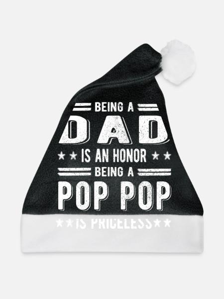 Bester Pop Pop Opa Vatertag Pop Pop Großvater Papa - Weihnachtsmütze - Schwarz/Weiß - Vorne