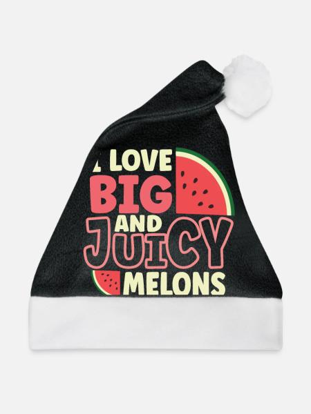 Watermelon Funny Fruit Funny Watermelon Fruit Joke - Weihnachtsmütze - Schwarz/Weiß - Vorne