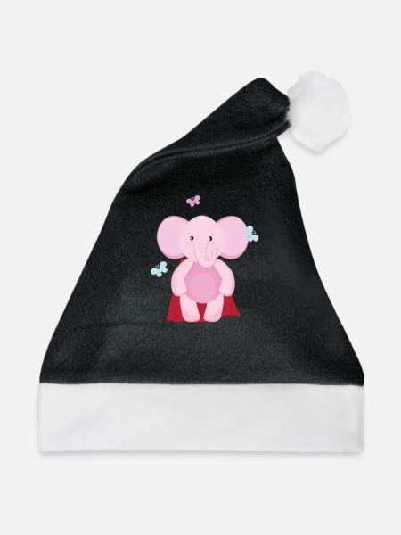 Elefant Superheld - Weihnachtsmütze - Schwarz/Weiß - Vorne