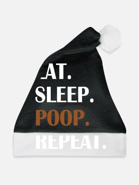 Eat Sleep Poop Repeat - Weihnachtsmütze - Schwarz/Weiß