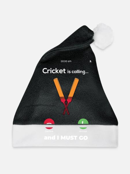 Cricket Sport Cricketspieler Schlagmann Geschenk - Weihnachtsmütze - Schwarz/Weiß - Vorne