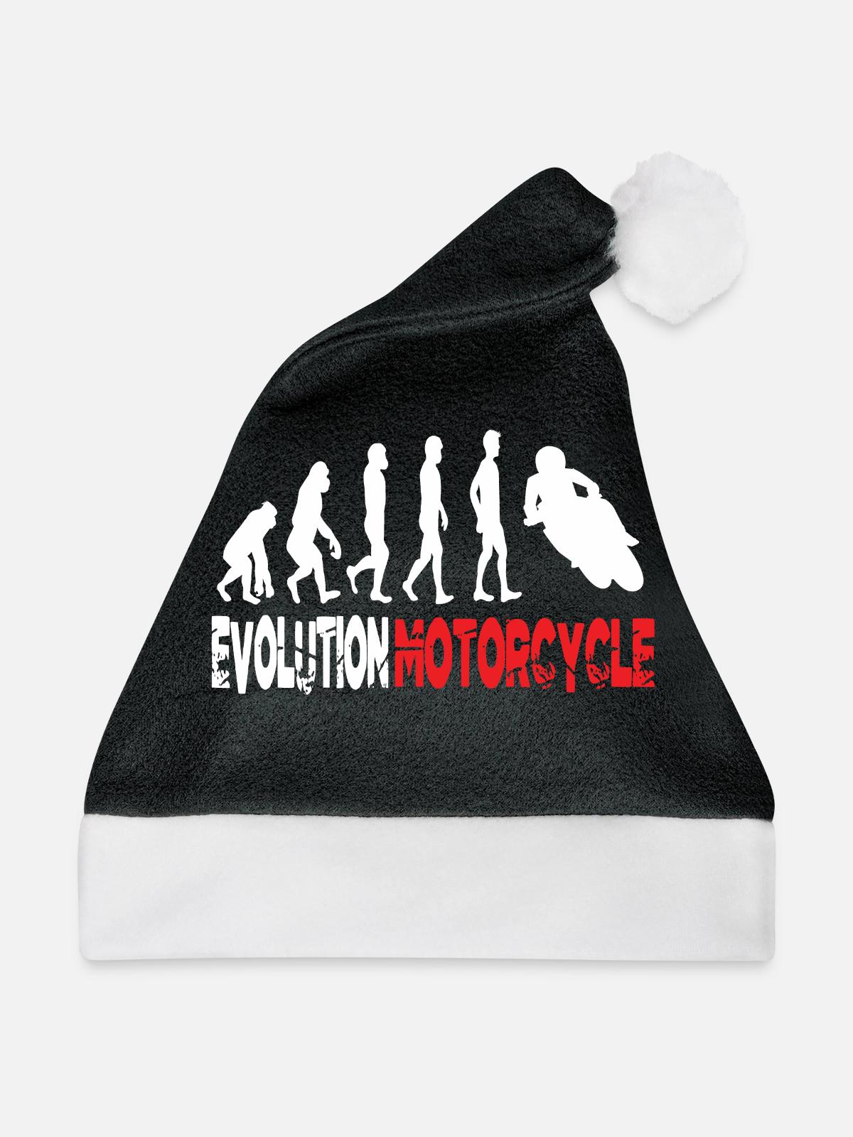 Evolution Motorrad - Weihnachtsmütze - Schwarz/Weiß - Vorne