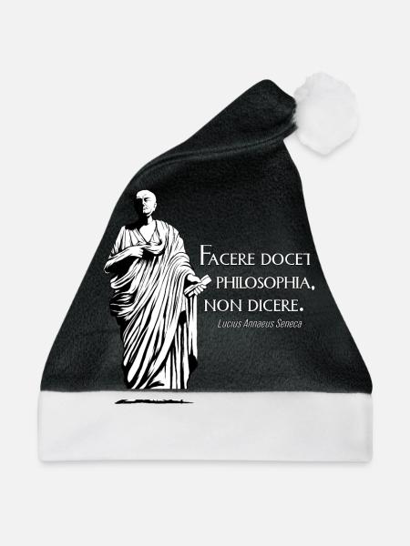 Latein - Facere docet philosophia non dicere - Weihnachtsmütze - Schwarz/Weiß - Vorne
