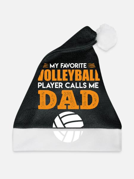 Volleyballer Kind Vater Spruch Volleyball - Weihnachtsmütze - Schwarz/Weiß - Vorne