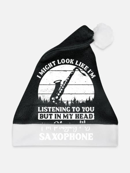 Saxofon - Weihnachtsmütze - Schwarz/Weiß - Vorne