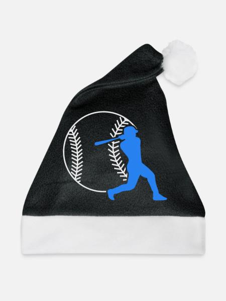 Baseballer Baseballschläger Baseball - Weihnachtsmütze - Schwarz/Weiß - Vorne