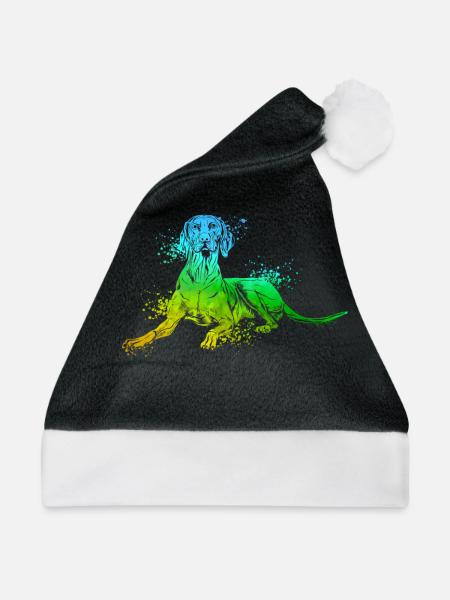 Farbenfroher Magyar Vizsla - Weihnachtsmütze - Schwarz/Weiß