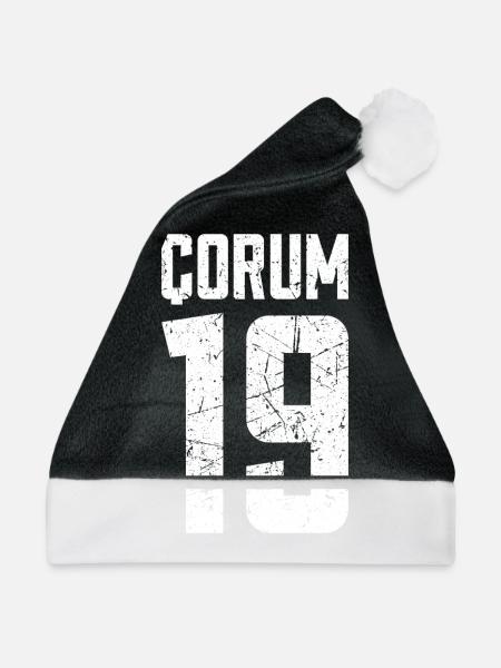 Corum 19 Türkei Turkiye TR Geschenk Urlaub Türk - Weihnachtsmütze - Schwarz/Weiß - Vorne