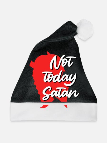 Satan Teufel Spruch Not Today Satan - Weihnachtsmütze - Schwarz/Weiß - Vorne