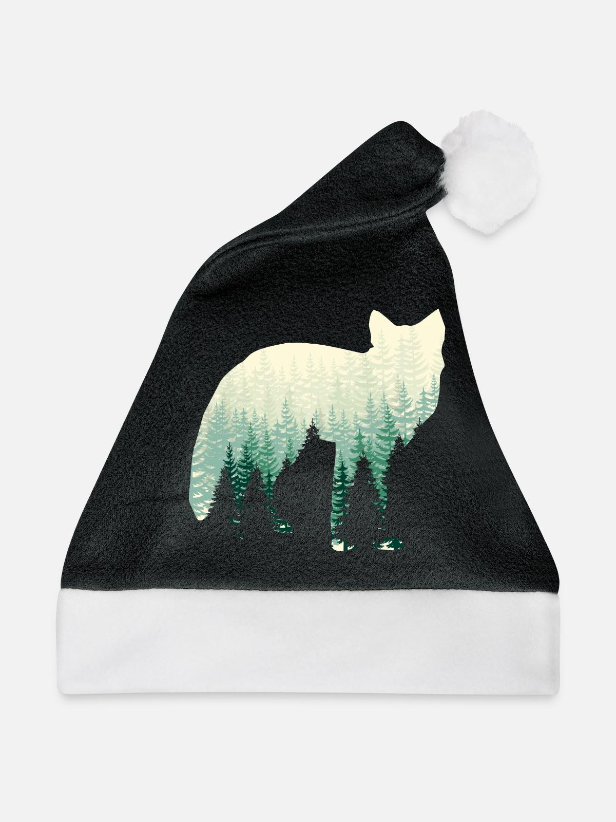 Fuchs Im Nebel - Weihnachtsmütze - Schwarz/Weiß - Vorne