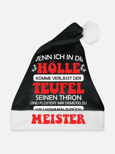 Teufel Satan Antichristen 666 Spruch - Weihnachtsmütze - Schwarz/Weiß - Vorne