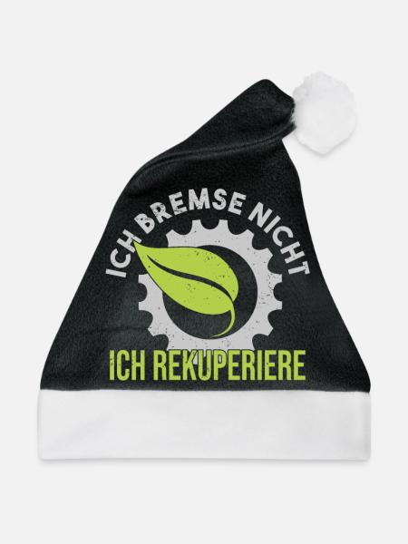 E Auto E Mobilität Elektroauto Spruch - Weihnachtsmütze - Schwarz/Weiß - Vorne