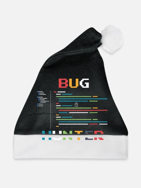 Bugs Bug Gamer Game Zocker Spielfehler - Weihnachtsmütze - Schwarz/Weiß - Vorne