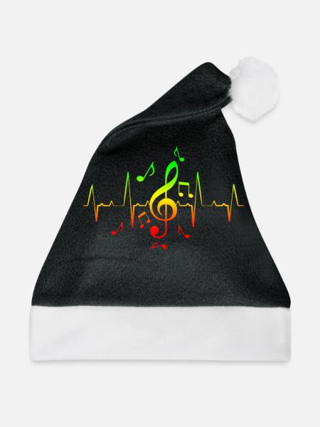 Reggae Musik Note Hearbeat - Weihnachtsmütze - Schwarz/Weiß - Vorne