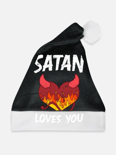 Satan loves You Party Teufel Antichrist - Weihnachtsmütze - Schwarz/Weiß - Vorne