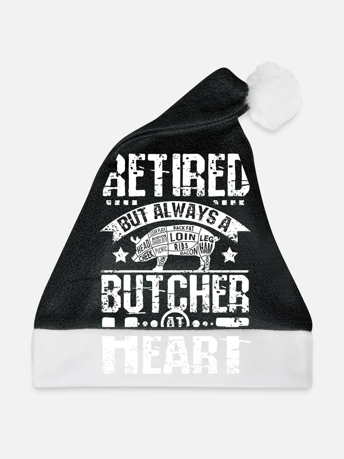 Retired Butcher - Weihnachtsmütze - Schwarz/Weiß - Vorne