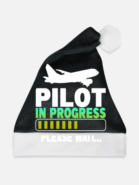 Pilot In Progress Please Wait - Weihnachtsmütze - Schwarz/Weiß - Vorne